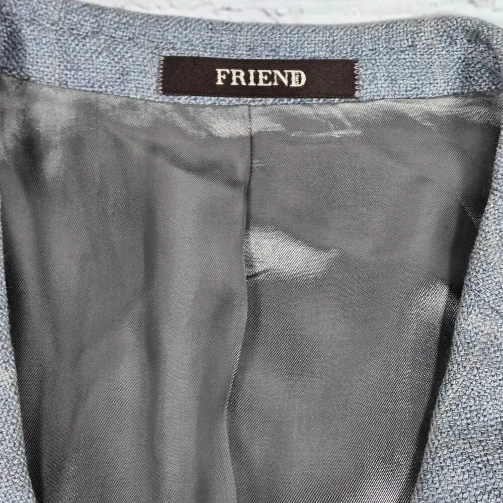 Friend Italy‎ Collection For Man Wool Linen Blend Blazer Jacket Blue Plaid 50S